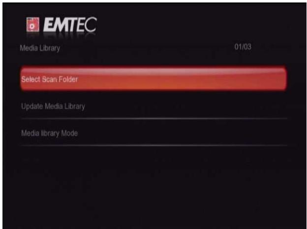 EMTEC S800H - Changement des paramètres de la bibliothèque médias - 1