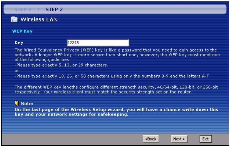 ZYXEL P-660H-D - Manually assign a WEP key - 1