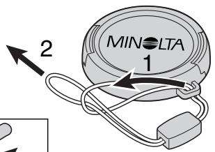 MINOLTA DIMAGE S404 - Fixation de la courroie de COU et du bouchon de l'objectif - 2