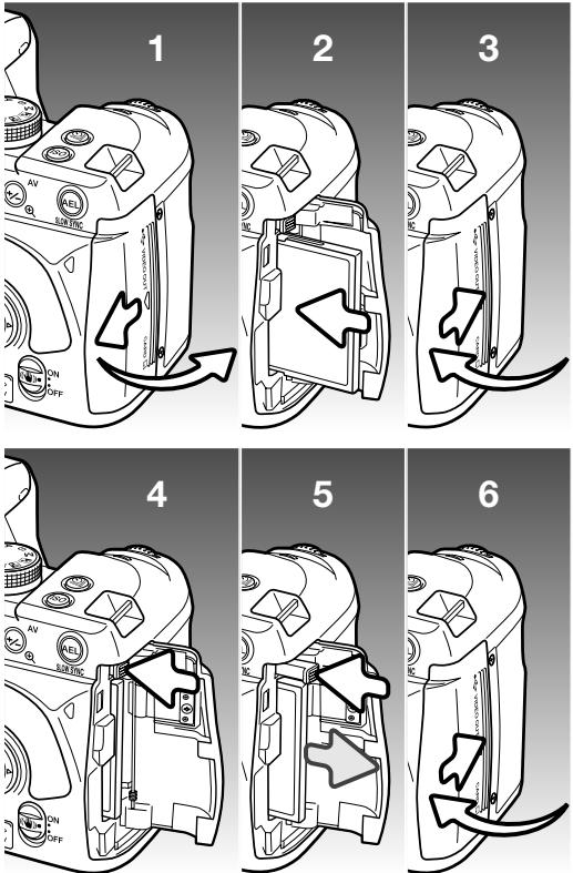 MINOLTA DYNAX 5D - Insertion et changement de la CARTE mémoire - 2