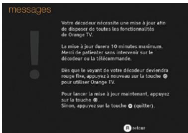 ORANGE GUIDE D UTILISATION DE LA TV NUMERIQUE - mise à jour du décodeur - 1
