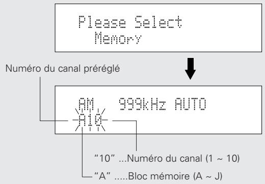 MARANTZ DN-U100P - Tandis que le menu est affché, tourner la molette TUNING/PRESET pour sélectionner "Memory", puis appuyer sur la molette TUNING/PRESET. - 1
