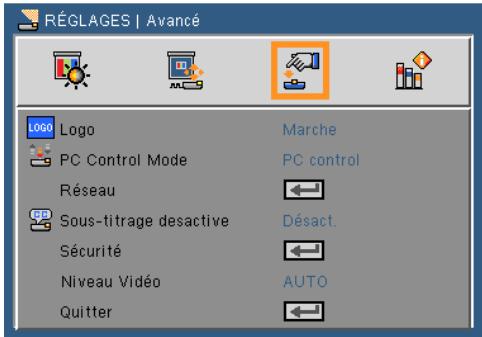 NEC U250X,  U260W,  V230X - RÉGLAGES | Avance - 1