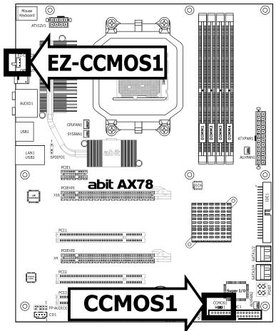 ABIT AX78 - CMOS Memory Clearing Header and Backup Battery - 2
