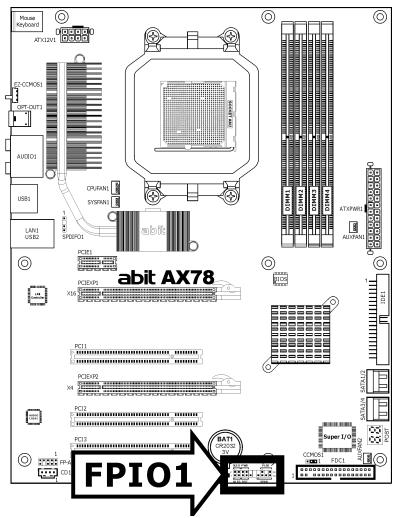 ABIT AX78 - Front Panel Switches & Indicators Headers - 1