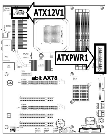 ABIT AX78 - ATX Power Connectors - 1