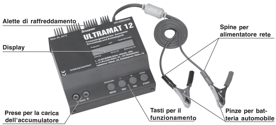GRAUPNER ULTRAMAT 12 - Componenti del caricabatterie,utilizzo,avvio della carica - 1