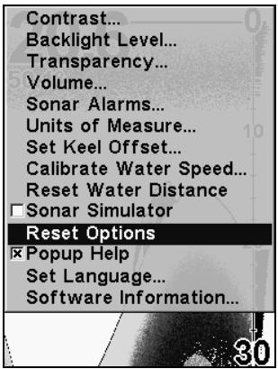 EAGLE FISHEASY 320C - Ré-initialisation des Options - 1