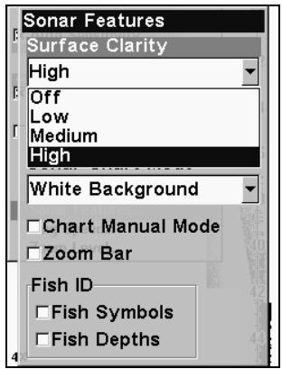 EAGLE FISHEASY 320C - Pour régler le niveau de Clarté en Surface: - 1