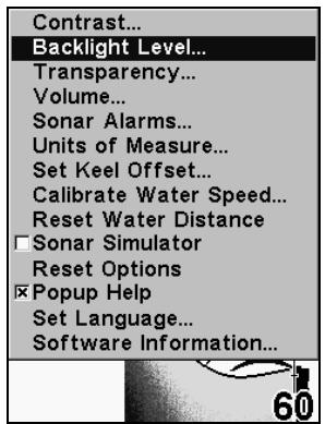 EAGLE FISHEASY 320C - Intensité du Rétro-éclairage - 1