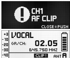 AKG DSR 700 - Status & Warning Messages - 2