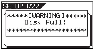 SETUP R22 *****[WARNING]***** Disk Full! ***************
