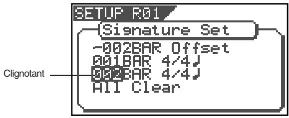 SETUP R01 (Signature Set) -002BAR Offset 001BAR 4/4J 002BAR 4/4J All Clear Clignotant