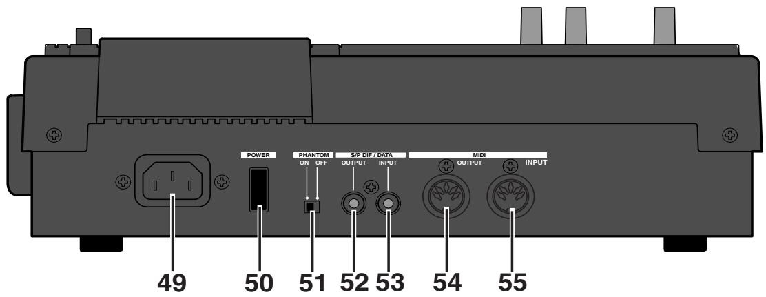 POWER PHANTOM S/P DIF / DATA ON OFF OUTPUT INPUT MIDI OUTPUT INPUT 49 50 51 52 53 54 55