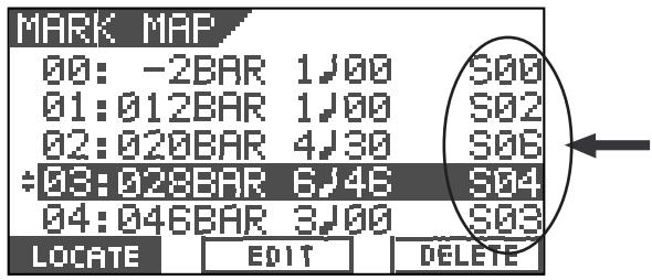 MARK MAP 00: -2BAR 1J00 S00 01:012BAR 1J00 S02 02:020BAR 4J30 S06 ÷03:028BAR 6J46 S04 04:046BAR 3J00 S03 LOCATE EDIT DELETE