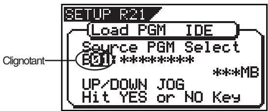 SETUP R21 {Load PGM IDE} Source PGM Select B01: ***** ****MB UP/DOWN JOG Hit YES or NO Key
