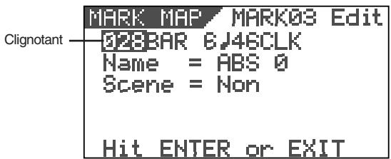 MARK MAP / MARK03 Edit Clignotant 028BAR 6J46CLK Name = ABS 0 Scene = Non Hit ENTER or EXIT