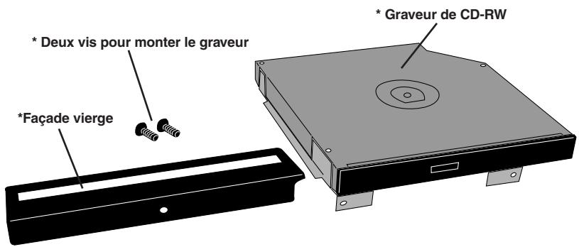 * Deux vis pour monter le graveur *Façade vierge * Graveur de CD-RW