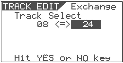 FOSTEX VF80 - Utilisez le bouton [CURSOR▶] pour négativer (et faire clignoter) le champ de droite et utilisez la molette [JOG] pour sélectionner les pistes de destination. - 1