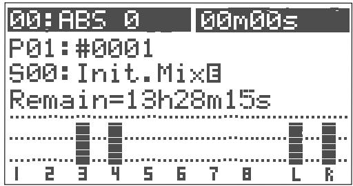 00: ABS 0 90m00s P01: #0001 S00: Init.Mix3 Remain=13h28m15s I 2 3 4 5 6 7 8 L R