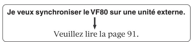 Je veux synchroniser le VF80 sur une unité externe. ↓ Veuillez lire la page 91.