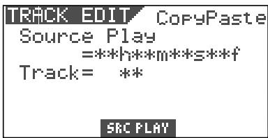 TRACK EDIT CopyPaste Source Play =**h**m**s**f Track= ** SRC PLAY