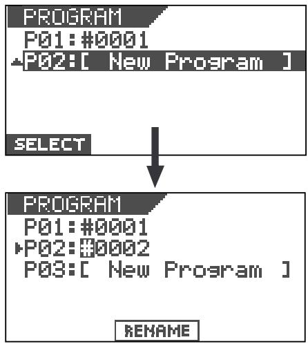 FOSTEX VF80 - Utilisez la molette [JOG] pour négativer "P02 [New Program]" puis pressez le bouton [ENTER/YES]. - 1