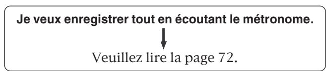 Je veux enregistrer tout en écoutant le métronome. ↓ Veuillez lire la page 72.