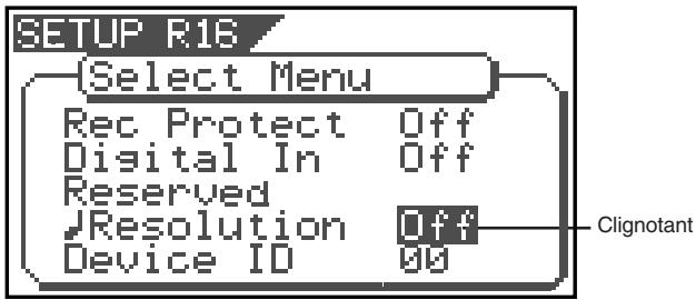 FOSTEX VF80 - Sélectionnez “Resolution” dans le menu de sélection et pressez le bouton [ENTER/YES]. - 1