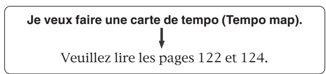 Je veux faire une carte de tempo (Tempo map). ↓ Veuillez lire les pages 122 et 124.
