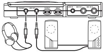 TASCAM CD-VT1MKII - Output to headphones and external devices - 1