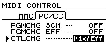 TASCAM 788 - Activation / désactivation des messages de changement de commande - 1