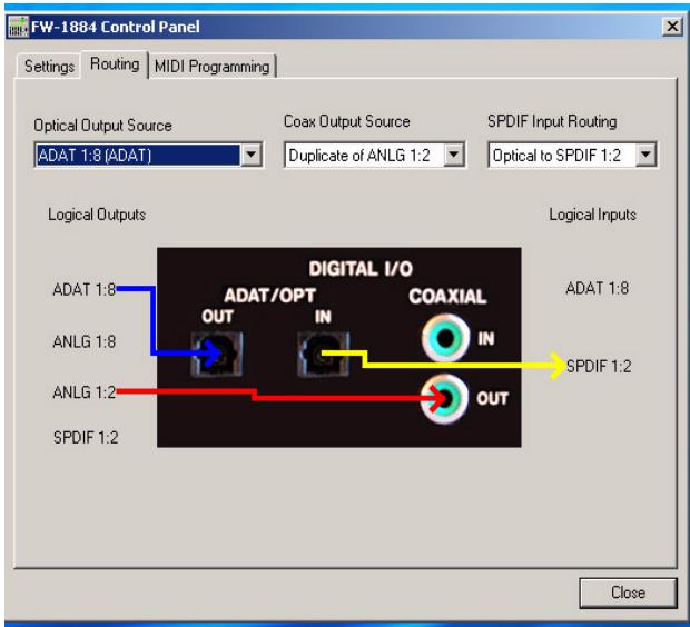 TASCAM FW-1884 - Onglet ROUTING - 1