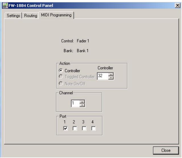 TASCAM FW-1884 - Onglet MIDI programming (programmation MIDI) - 1