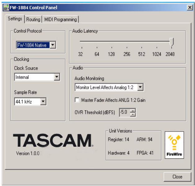 TASCAM FW-1884 - Protocole natif - 1