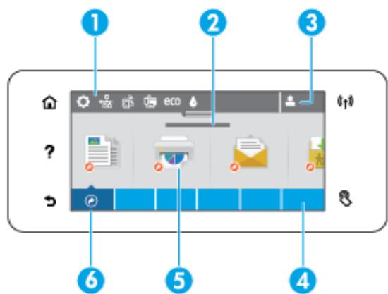 HP PAGEWIDE 477DW - Écran d'accueil du panneau de commande - 1