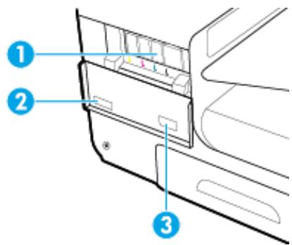 HP PAGEWIDE 477DW - Vue du capot des cartouches - 1