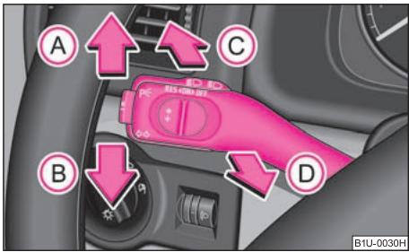 SKODA OCTAVIA TOUR - Manette des clignotants et des frais de route - 1