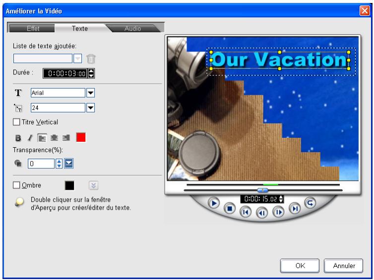 ULEAD DVD MOVIEFACTORY 3 - L'onglet Texte - 1