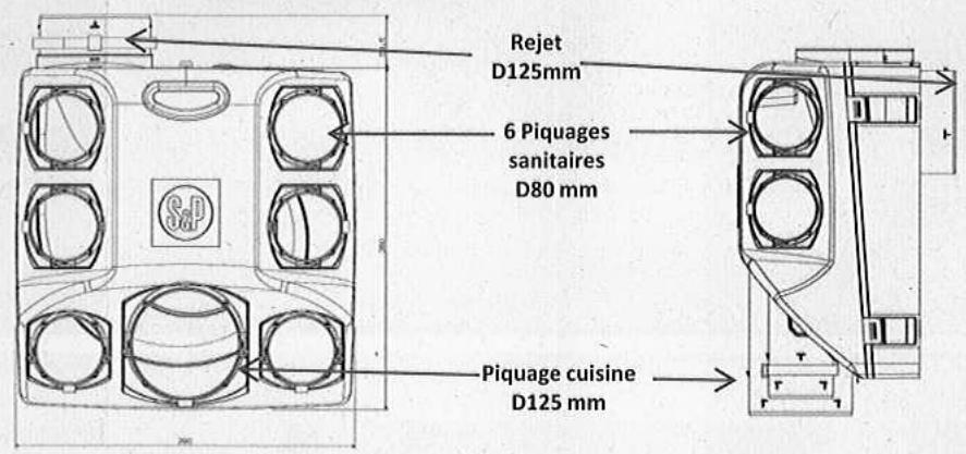 UNELVENT VMC HYGRO B OZEO HB CC - Piquage de refoulement - 2