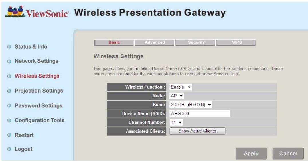 VIEWSONIC WPG-360 - 4-5 Paramètres sans-fil (Wireless Settings) - 1