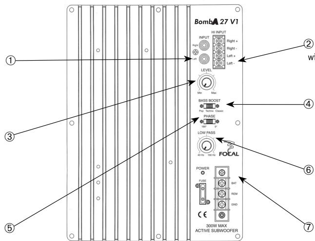 FOCAL BOMBA 27 V1 - Amplifier setting and connections - 1
