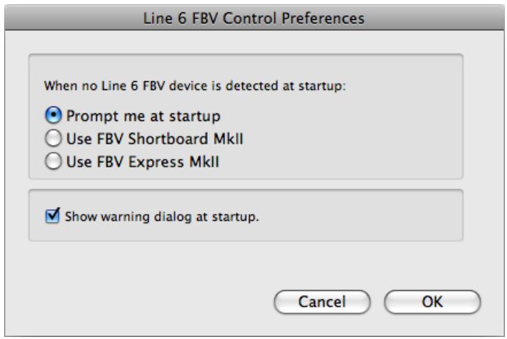 LINE 6 FBV CONTROL APPLICATION - Preférences - 1