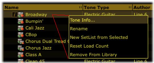 LINE 6 POD FARM 2 - Options de menu contextual de Preset - 1