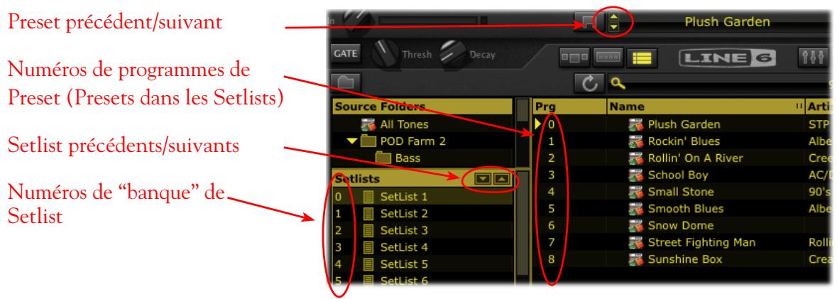 LINE 6 POD FARM 2 - Gestion MIDI des Setlists et navigation parmi les Presets - 1