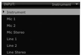 LINE 6 POD FARM 2 - Menu des sources d'entrée des sons Tone A et B - 1