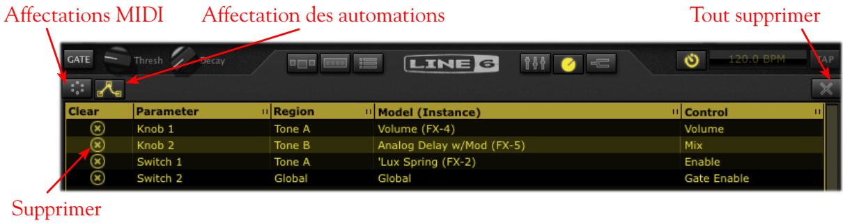 LINE 6 POD FARM 2 - Fenêtre des affectations d'automation - 1