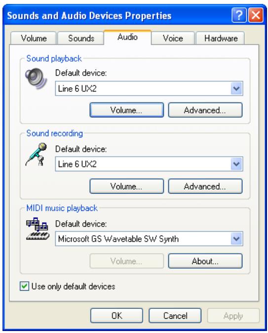 LINE 6 POD FARM 2 - Windows® avec l'interface Line 6 comme périphérique audio par défaut - 1