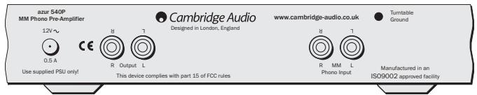 CAMBRIDGE AUDIO AZUR 540P - Raccordements du panneau arrière - 1
