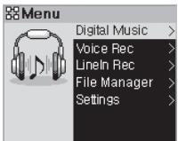 COWON IAUDIO M5 - Opérations simples : utilisation du menu - 1